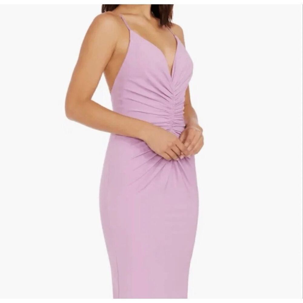 Dress The Population XL Viv Gathered Front Midi Dress Lavender Wedding Guest NWT